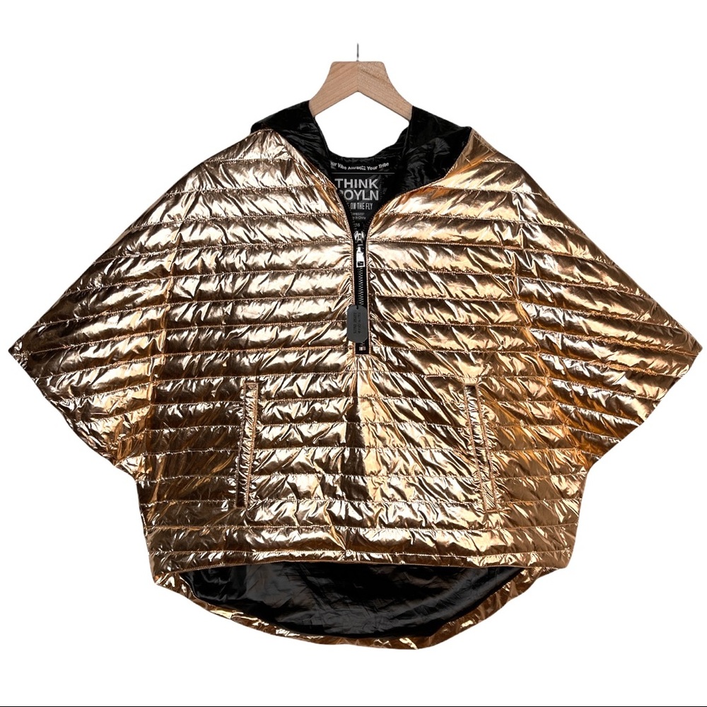 THINK ROYLN Heroine Quilted Down Filled Poncho in Rose Gold Metallic - Picture 3 of 15